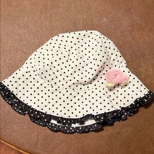 George Polka Dot Hat with Pink Flower